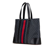 グッチ GGスプリーム トートバッグ 495560 ブラック PVC レザー メンズ GUCCI 【中古】